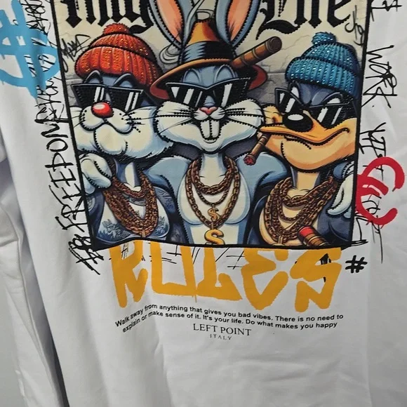 Left Point White Hoodie for Men